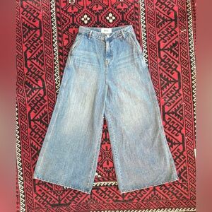 TASTE wide leg jeans - high-rise relaxed fit - mid blue wash kfashion - S euc